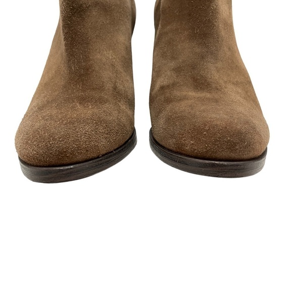 Vince Camuto Helyn Dark Tan Suede Stacked Heel Split Ankle Boots Size 8.5 - Picture 7 of 14